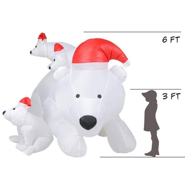 6ft Christmas Inflatable Airblown Polar Bear Xmas Blow Up Bear Family ...