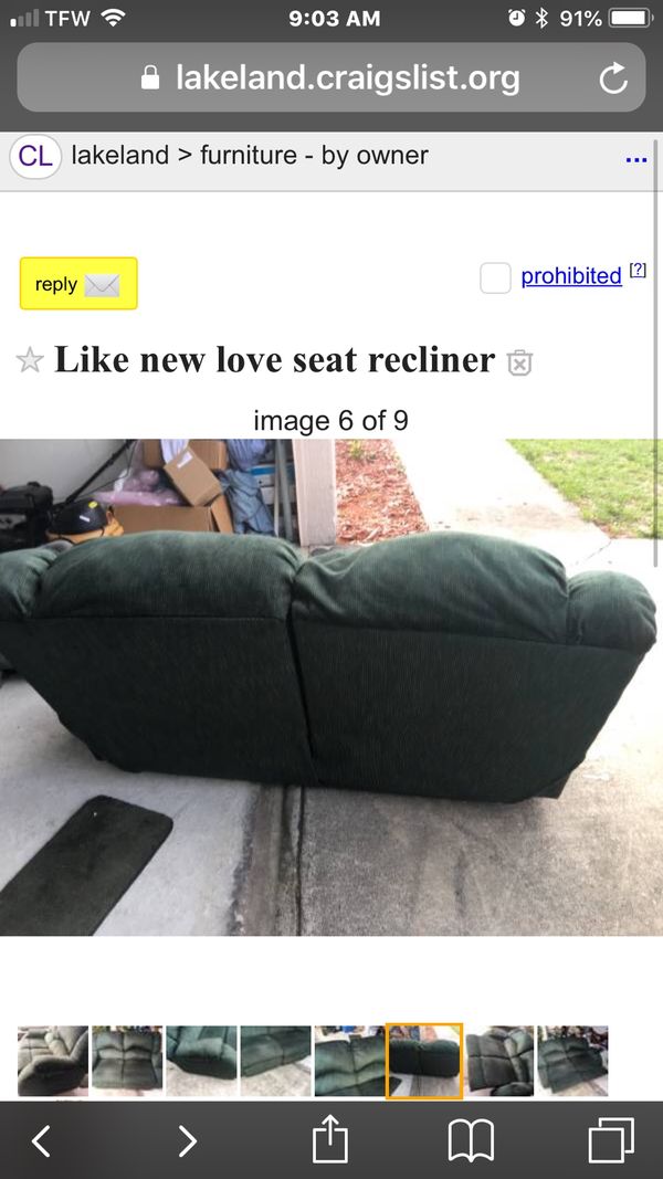 Like New Love Seat Recliner Very Good Shape None Smoking For