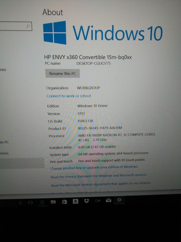 Hp Envy X360 15m Bq021dx Amd Fx Series Fx 9800p 2 7 Ghz 8 Gb Memory 1 Tb Hdd For Sale In Los Angeles Ca Offerup
