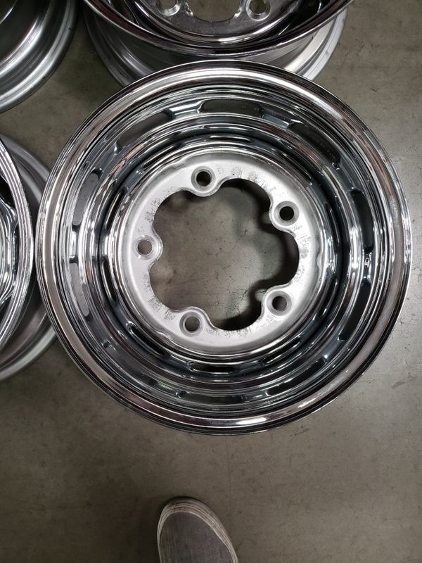 15"x8" VW Chrome 5 Lug Wheels, Volkswagen Bolt Pattern 5/205, Set of 4
