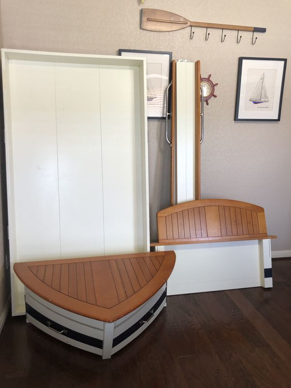Twin bedroom set Pottery Barn boat bed with dresser, night stand and