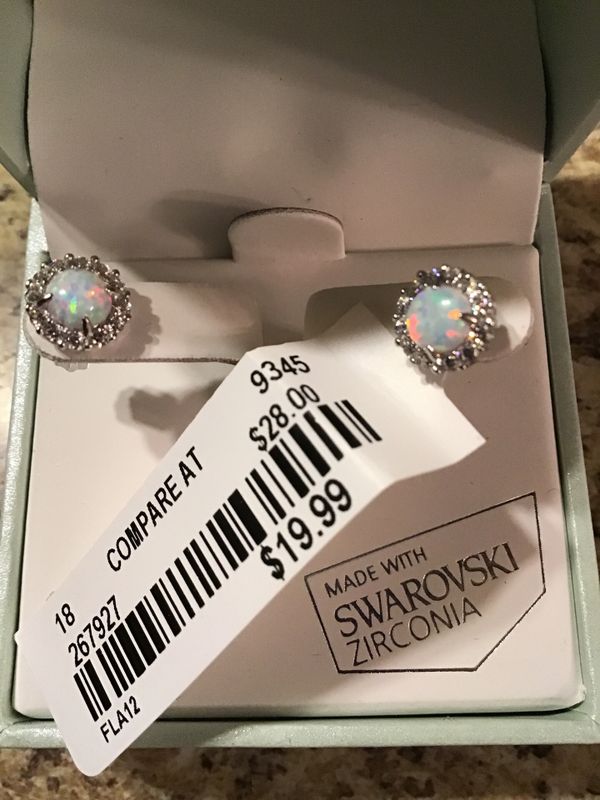 By Kiera Couture Sterling Silver Opals With Swarovski By Kiera Couture Sterling Silver Opals With Swarovski