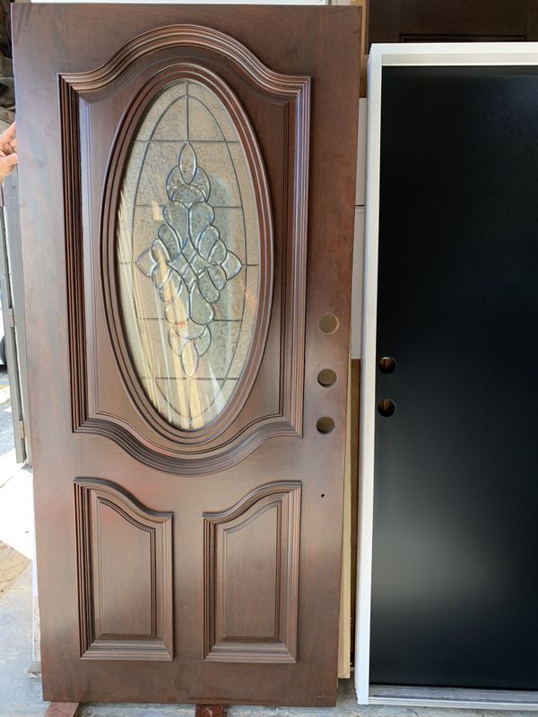 Exterior Wood Door 36x80 with Oval Glass for Sale in Miami, FL OfferUp