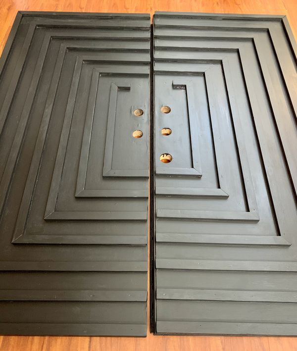 MCM Asian style brutalist mid century solid wood double