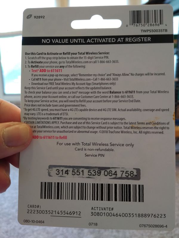 Total wireless $35 card, total wireless $10 data card for Sale in PA, US - OfferUp