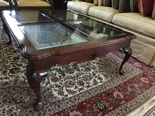 Genuine Ethan Allen Georgian Court Glass And Wood Coffee Table For Sale In Rockville Centre Ny Offerup