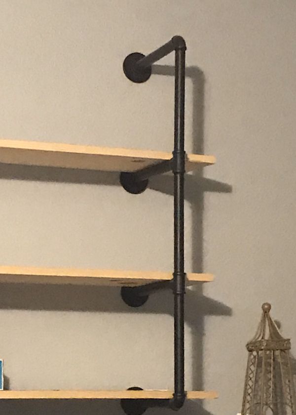 Industrial Pipe Shelf Kit Hanging Bookshelf for Wall Open Pipe Shelving