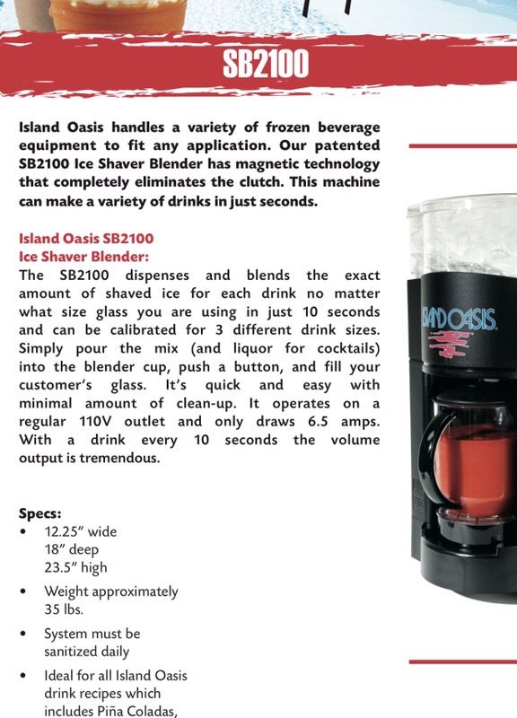 Island Oasis SB2100 As Seen at Olive Garden, TGI Friday
