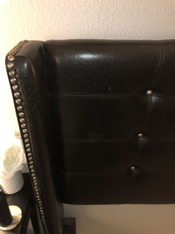 Queen Black studded leather headboard for Sale in Huntington Beach, CA