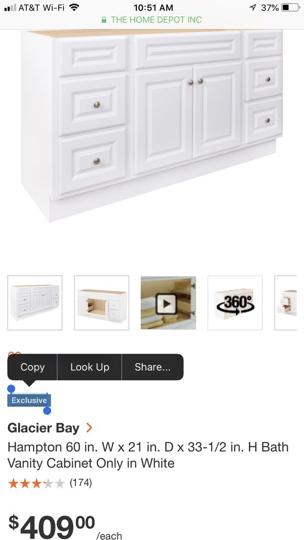 Brand New Glacier Bay Hampton 60 Vanity For In Az Us Offerup