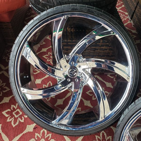 Brand new 24 inch rims with low profile rubber band tires for Sale in