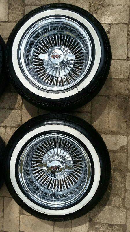 13x7 reversed chrome lowrider Daytons in whitewall tires for Sale in ...