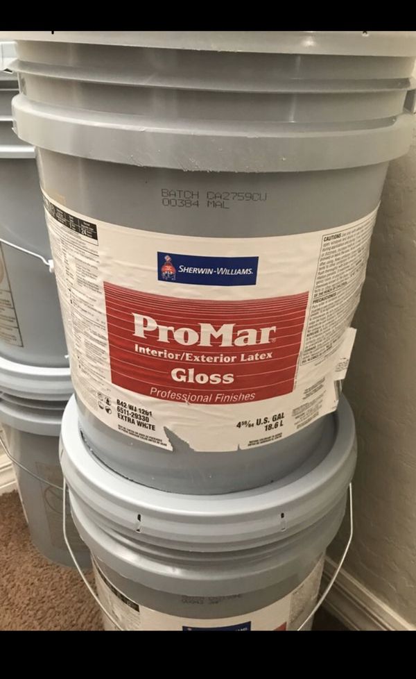 Brand new 5 Gallon interior/ exterior latex gloss paint