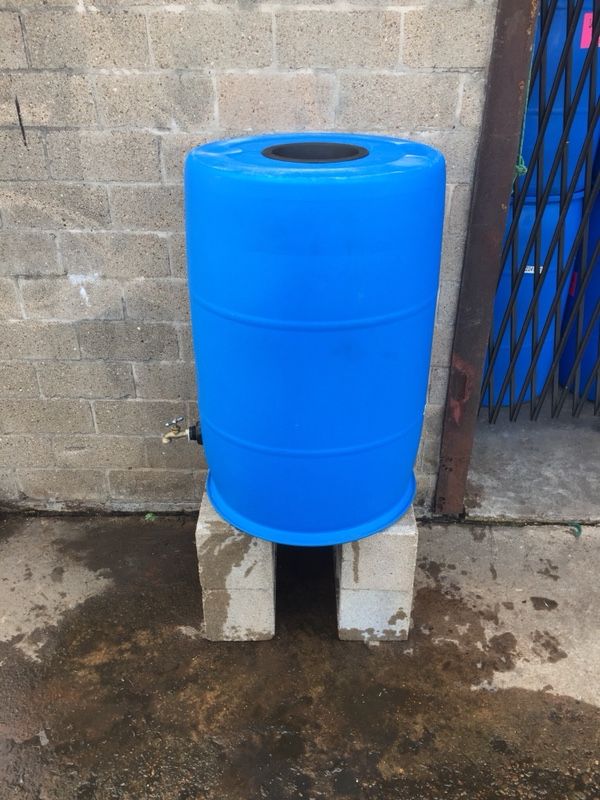 55 gallon FoodGrade Bright & Opaque Blue (repurposed) Rain barrels