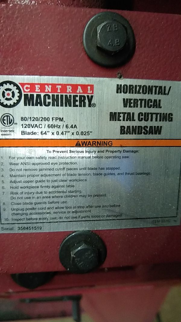Harbor freight metal cutting band saw. for Sale in Bloomington, IL