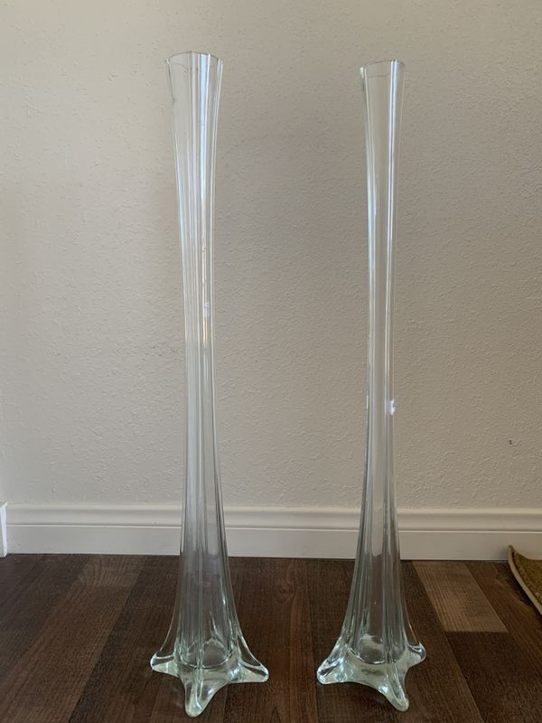 2 Tall skinny glass vases 24” for Sale in San Diego, CA OfferUp