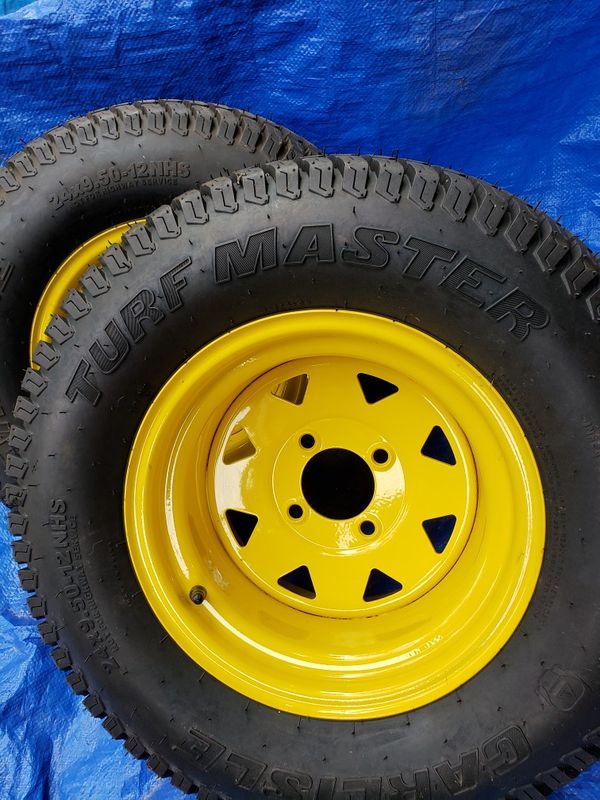 Pair of 24x9 50 12 nhs carlisle turf master 4 ply lawn mower tires