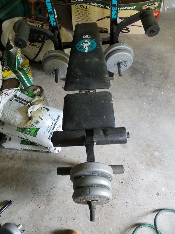 Weight bench and 200 lbs in weights for Sale in McLeansville, NC - OfferUp