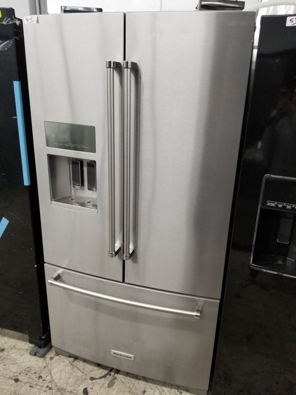 KitchenAid 36"W french door white interior fridge used works great for Sale in Los Angeles, CA