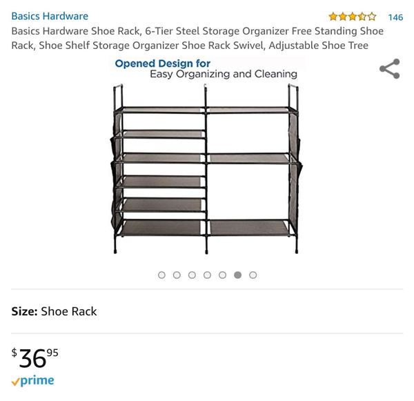 Basics Hardware Shoe Rack 6 Tier Steel Storage Organizer Free Standing Shoe Rack Shoe Shelf Storage Organizer Shoe Rack Swivel Adjustable Shoe Tree For Sale In Bakersfield Ca Offerup