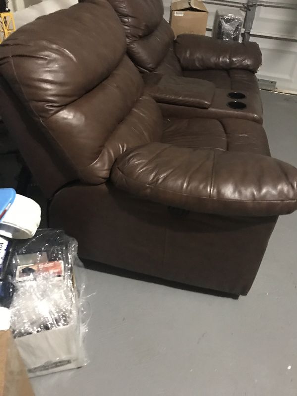 Ashley brown leather sofa for Sale in Friendswood, TX - OfferUp
