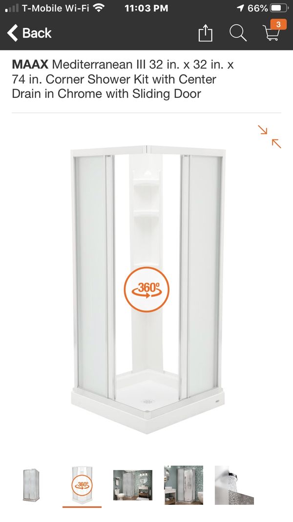 This bran new in box MAAX Mediterranean III 32 in. x 32 in. x 74 in