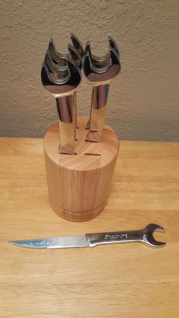 SnapOn Tools Wrench Serrated kitchen 6 Pc Knife Set. Stainless Steel