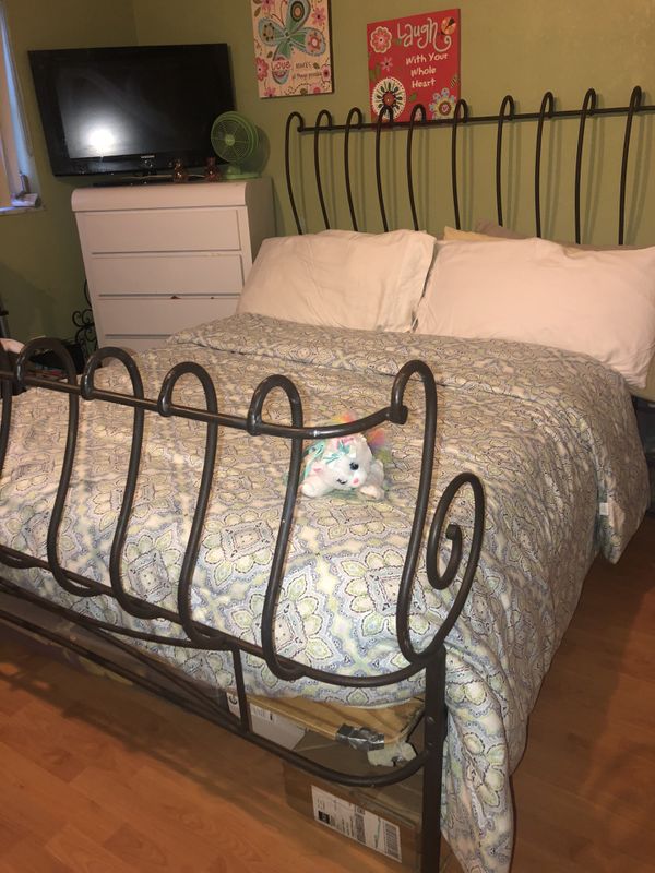 Wrought iron custom made queen size sleigh bed frame. for Sale in