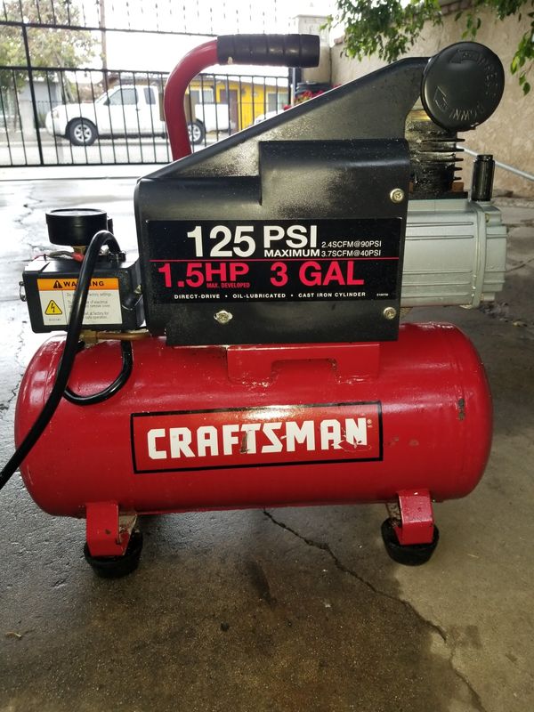 CRAFTSMAN AIR COMPRESSOR OIL LUBRICATED 125 PSI 1.5 HP 3 GAL for Sale