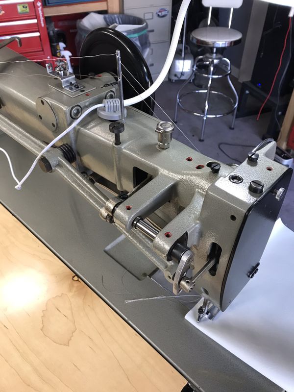 Juki 158 long arm double needle 1/2” needle spacing, industrial