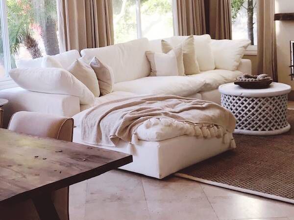 white leather cloud sofa