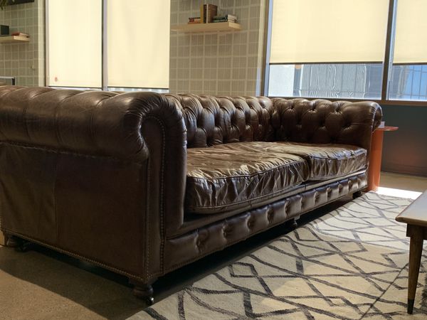 restoration hardware leather sofa for sale