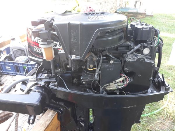 Mercury 25 hp long shaft outboard motor with gas tank and fuel line for ...