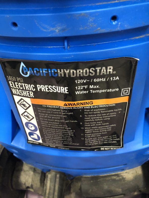 Pacific Hydrostar Electric 1650 psi Pressure Washer! Works Great! Easy