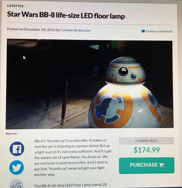 Bb 8 Life Size Led Floor Lamp For 50 In Dublin Oh Offerup