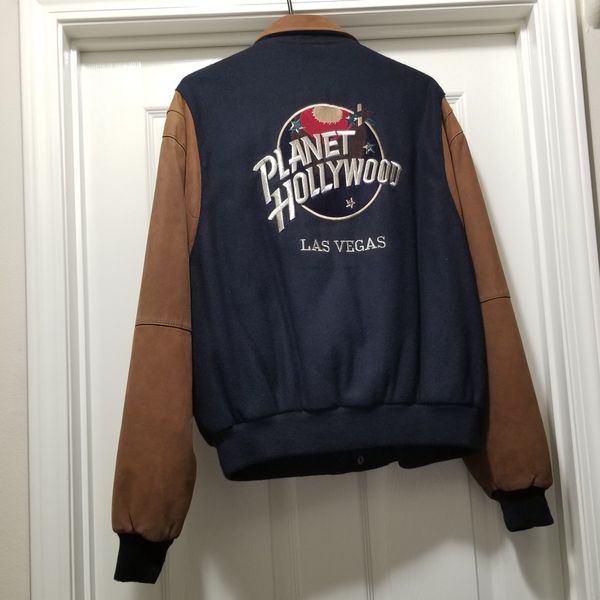 Vintage 90 S Planet Hollywood Las Vegas Leather Wool Men Black Jacket Sz Large For In Nampa Id Offerup