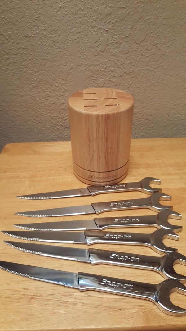 SnapOn Tools Wrench Serrated kitchen 6 Pc Knife Set. Stainless Steel