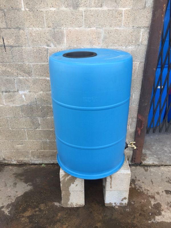 55 gallon FoodGrade Bright & Opaque Blue (repurposed) Rain barrels
