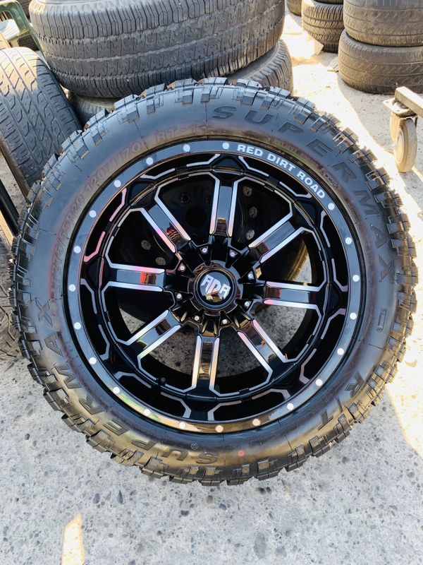 20x10 New rims and mud RT tires 5 lug dodge and Jeep rubicon for Sale