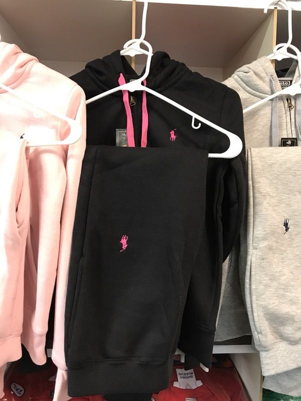 black and pink polo sweatsuit