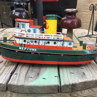 Vintage Marx Trademark Tug Boat (Litho Battery Tin Toy boat) for Sale ...