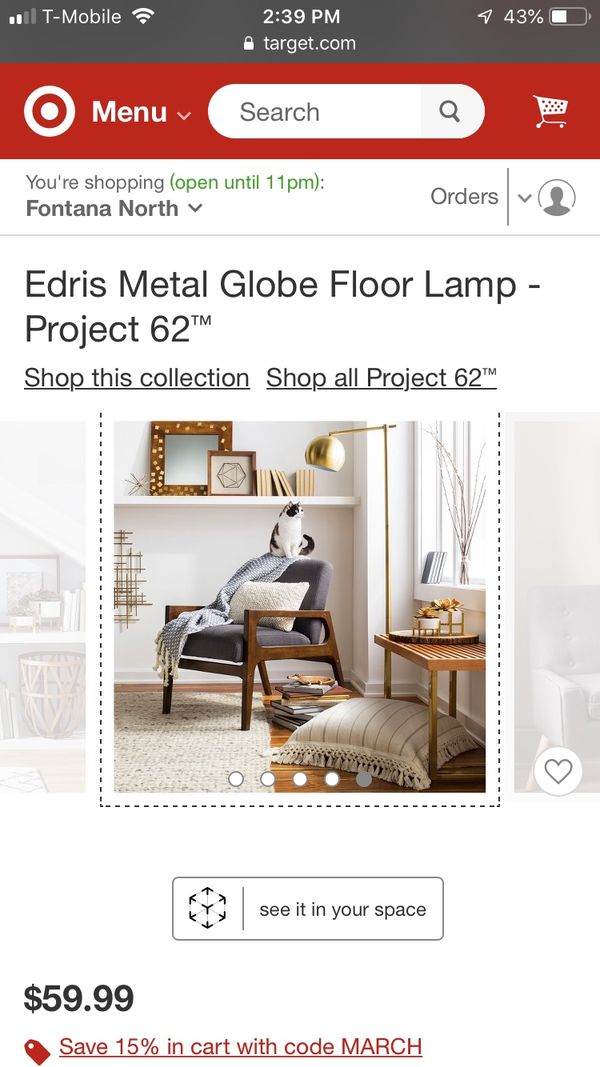 Edris Metal Globe Floor Lamp Out Of The Box I Have 2 45 Each For In Fontana Ca Offerup