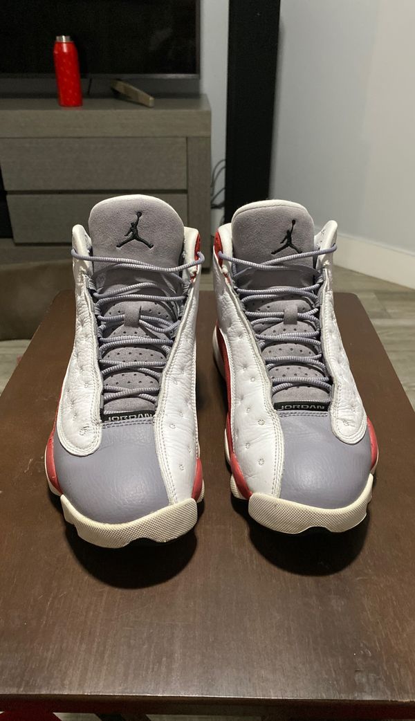 white grey and red jordan 13s