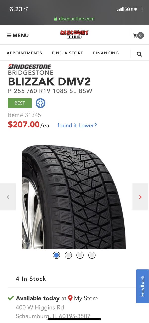 Bridgestone Blizzak Dmv2 Winter Tires 4 150 Each For