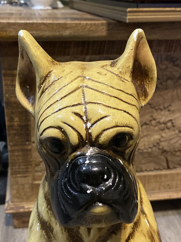 LARGE Vintage ceramic boxer bulldog dog statue Mexico for ...