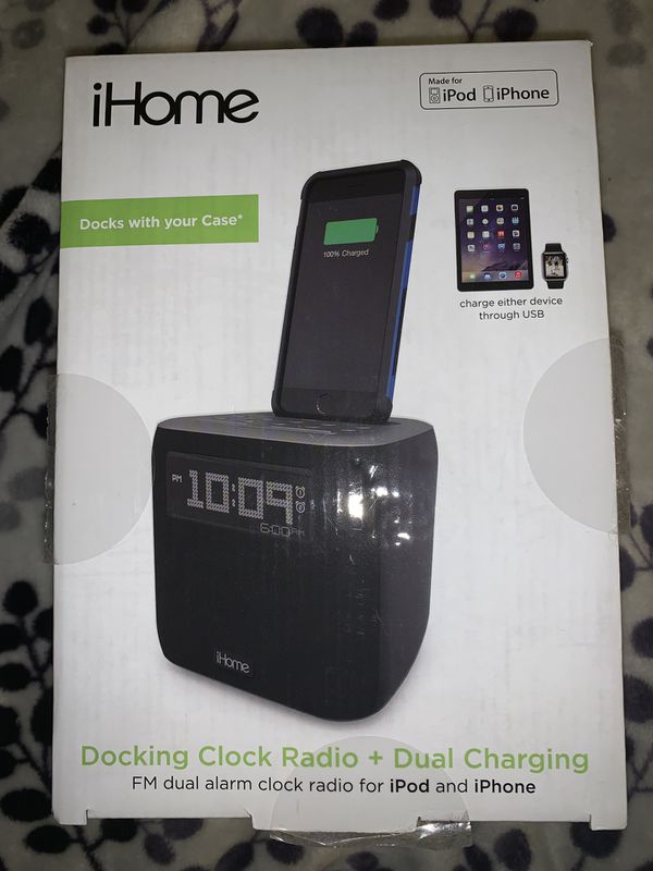 iHome iPL24 Alarm Clock FM Radio Lightning iPhone Charging Dock Station iPhone Xs XR XS Max iPhone 8/7/6 Plus USB Port Charge USB Device X 
