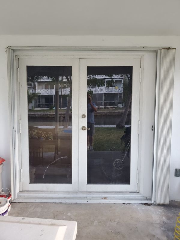 Single Pane Double French Doors-With Hurricane Shutters for Sale in