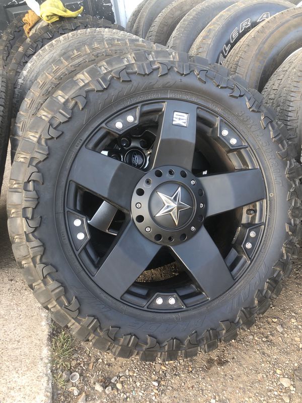 20” black XD Rockstar Rims And 33” Tires 20s 20 Wheels 6 Lug Universal