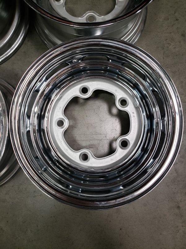 15" Volkswagen Chrome 5 Lug Staggered Wheels, VW Bolt Pattern 5x205