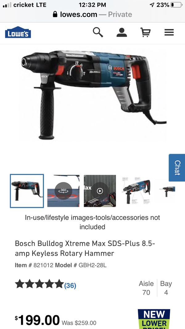 Bosch Bulldog Xtreme Max SDS-Plus 8.5-amp Keyless Rotary Hammer for Sale in Phoenix, AZ - OfferUp